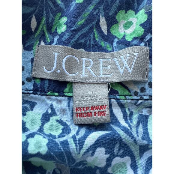 J.Crew Long-sleeve Cotton Poplin Pajama Set in Blue Fauna Floral Size Small - Picture 10 of 10